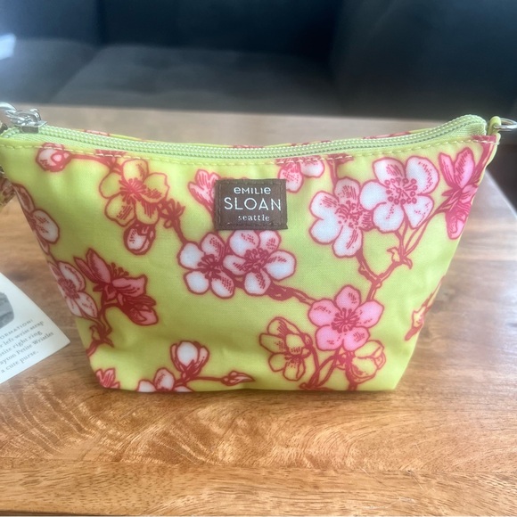 Emilie Sloan Handbags - Emilie Sloan Payton Petite Vinyl Wristlet Purse- Green Blossoms